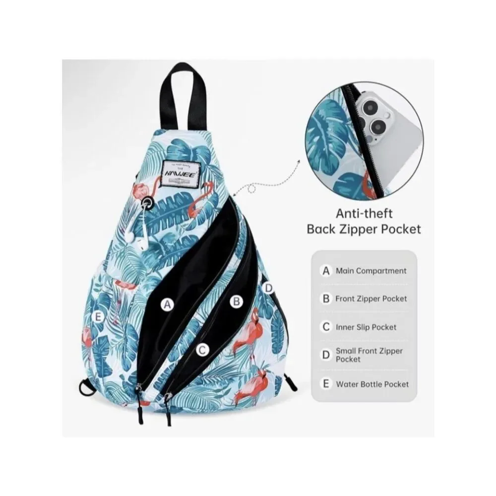 Flamingo Sling Backpack Convertible Crossbody Daypack Travel Beach Unisex Water